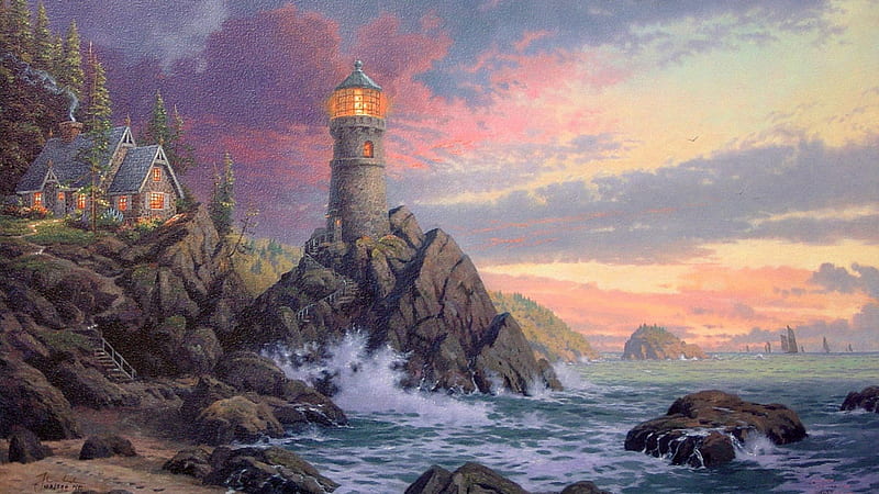Digital art seaside lighthouse Lighthouse beach house beach digital download ocean sea lighthouses