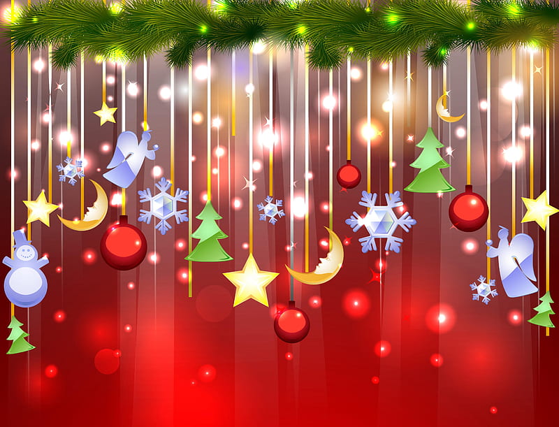 Merry Christmas, pretty, christmas balls, magic, red ball, xmas, angels, sweet, magic christmas, beauty, christmas star, star, lovely, christmas, decoration, new year, balls, red, colorful, christmas tree, bonito, moon, ball, decorations, stars, amazing, christmas stars, angel, christmas decoration, colors, christmas ball, red balls, happy new year, christmas angel, HD wallpaper