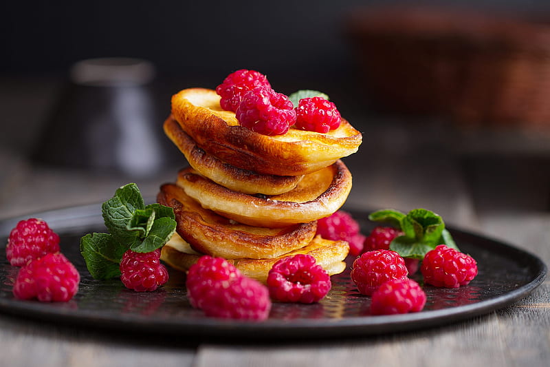 Food, Pancake, Berry, Breakfast, Fruit, Raspberry, HD wallpaper