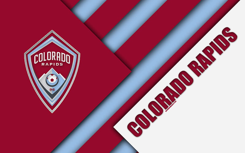 Colorado Rapids, material design logo, burgundy blue abstraction, MLS, football, Denver, Colorado, USA, Major League Soccer, HD wallpaper