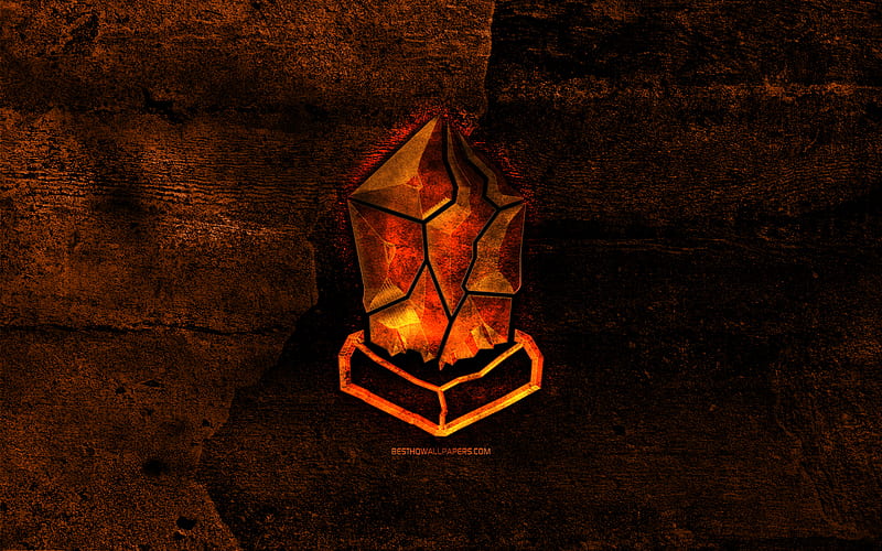 Lisk fiery logo, orange stone background, creative, Lisk logo, cryptocurrency, Lisk, HD wallpaper