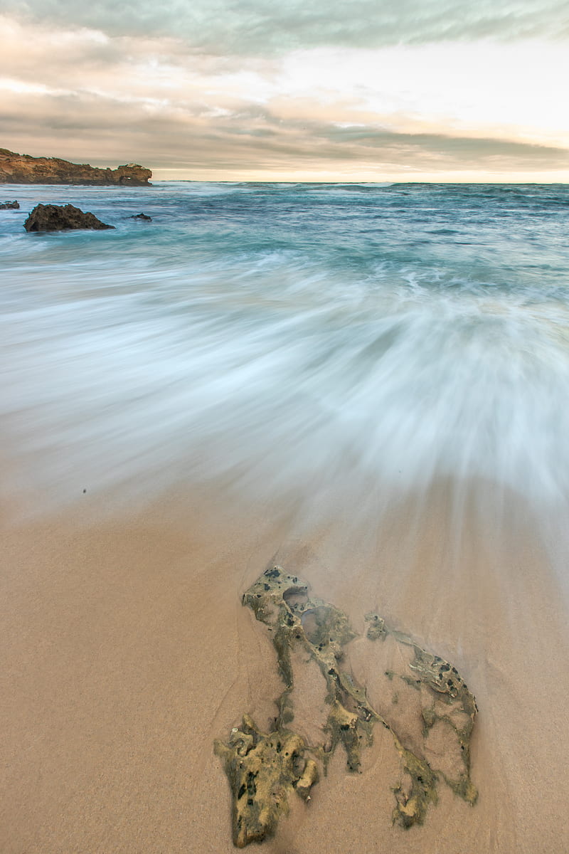 coast, sand, sea, rocks, stones, horizon, HD phone wallpaper