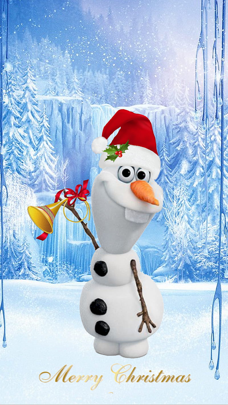 merry christmas, frozen, santa, snowman olaf, xmas, HD phone wallpaper