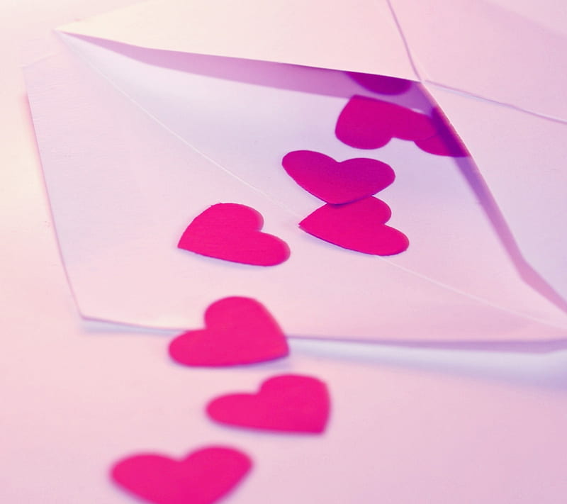 Love Envelope, creative, corazones, pinky, sweet, HD wallpaper
