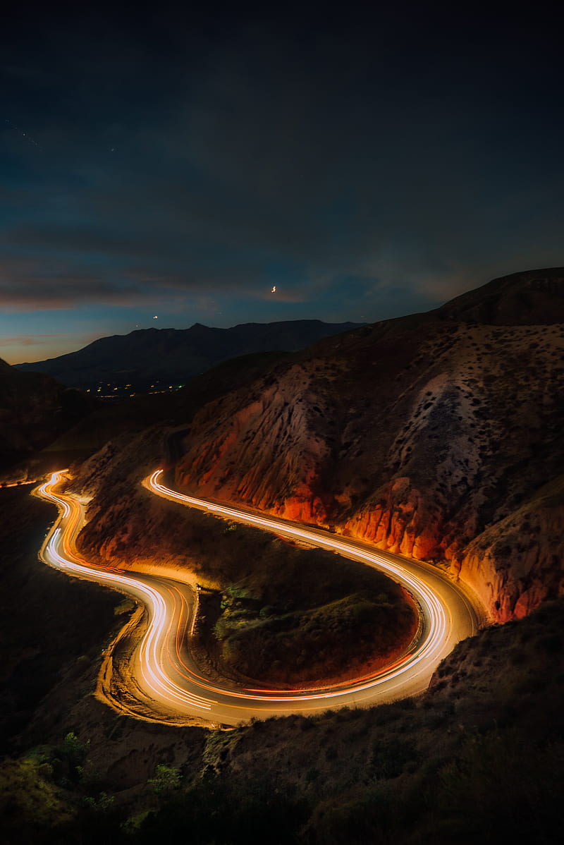 time lapse graphy of road during night time, HD phone wallpaper