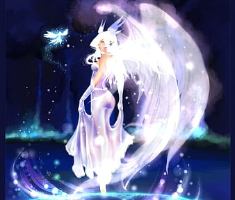 Angel and Light Fairy, pretty, dress, glow, bonito, sweet, fantasy, anime,  beauty, HD wallpaper | Peakpx