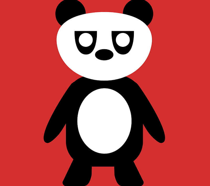 Panda, black, minimalistic, red, white, HD wallpaper | Peakpx