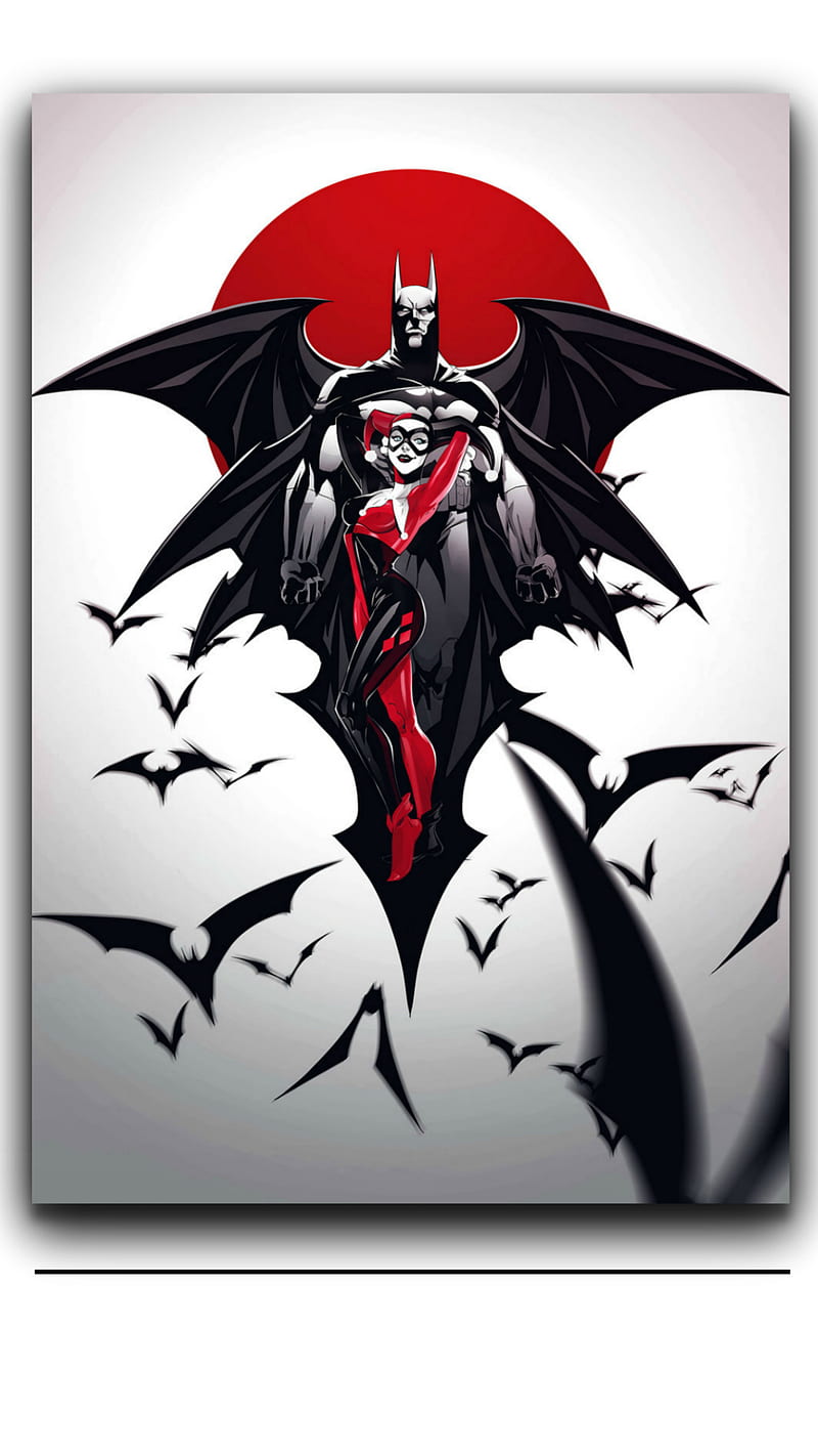 Batman and H Quinn, dark, harley, joker, HD phone wallpaper