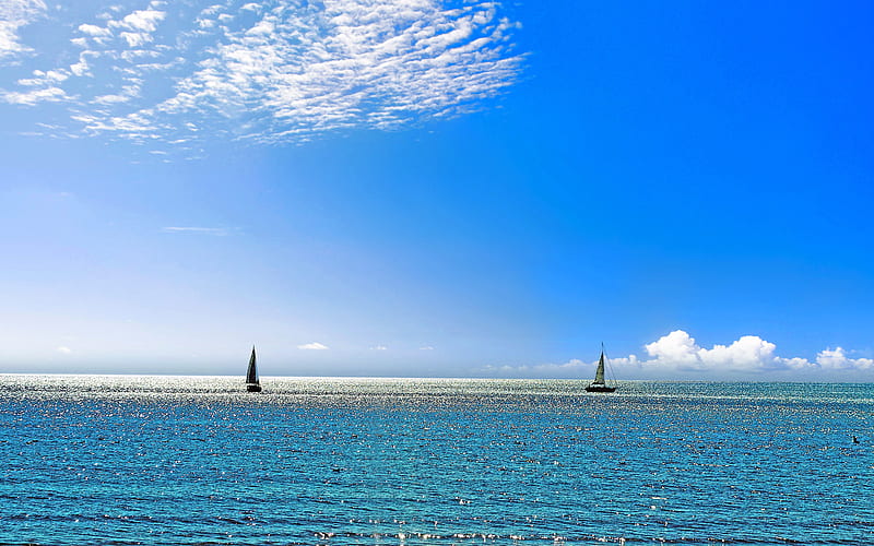 Sea, Horizon, Earth, Sailboat, Cloud, Sunny, Scenic, HD wallpaper | Peakpx