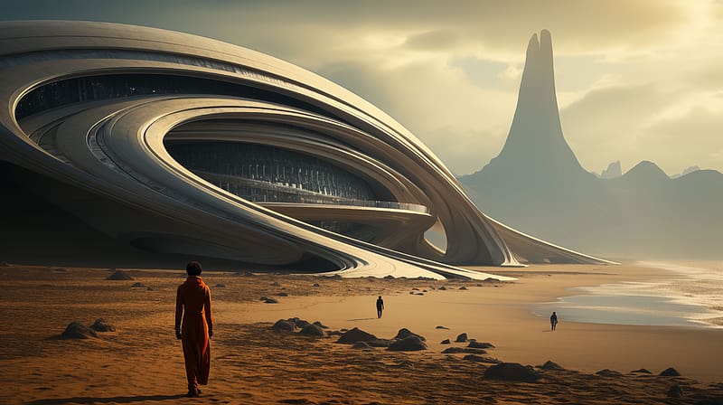 Sci Fi Desert City, futuristic, sci fi, city, 3d, desert, science fiction, HD wallpaper