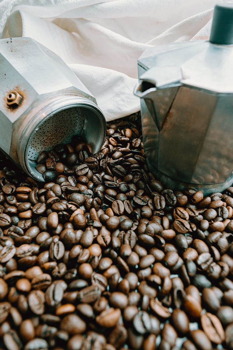 coffee beans, beans, coffee, kettle, HD phone wallpaper