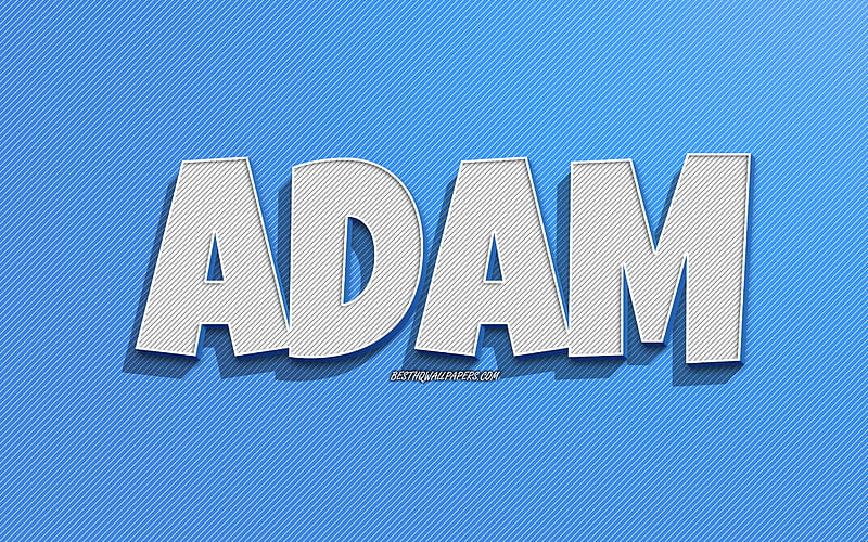 Adam, blue lines background, with names, Adam name, male names, Adam greeting card, line art, with Adam name, HD wallpaper