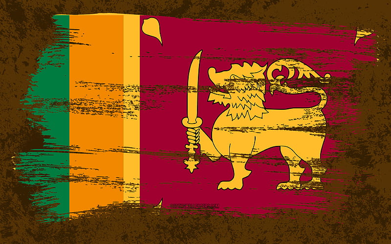 Flag of Sri Lanka, grunge flags, Asian countries, national symbols, brush stroke, Sri Lankan flag, grunge art, Sri Lanka flag, Asia, Sri Lanka, HD wallpaper