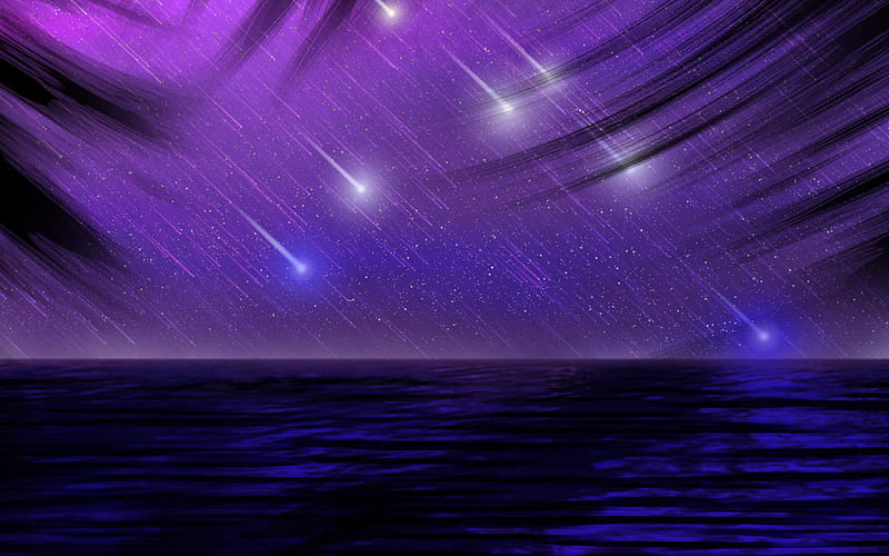 PURPLE RAIN, rain, purple, blue, ocean, HD wallpaper