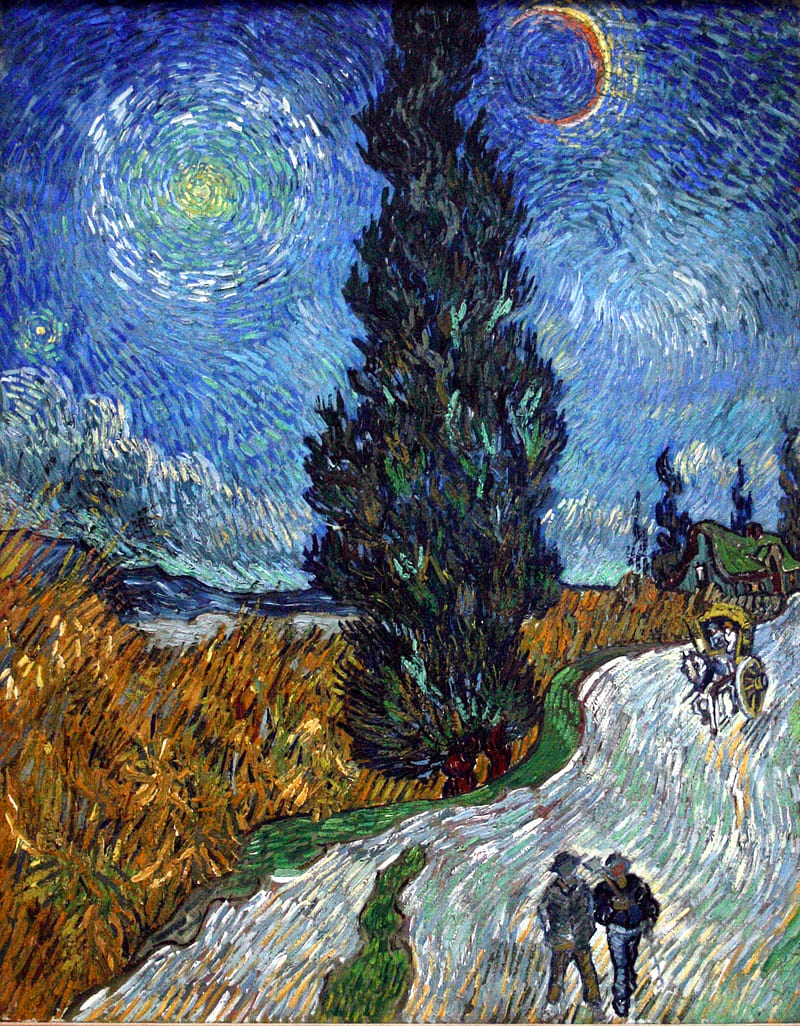 Van Gogh , country road in provence, starry night, vincent van gogh, HD phone wallpaper