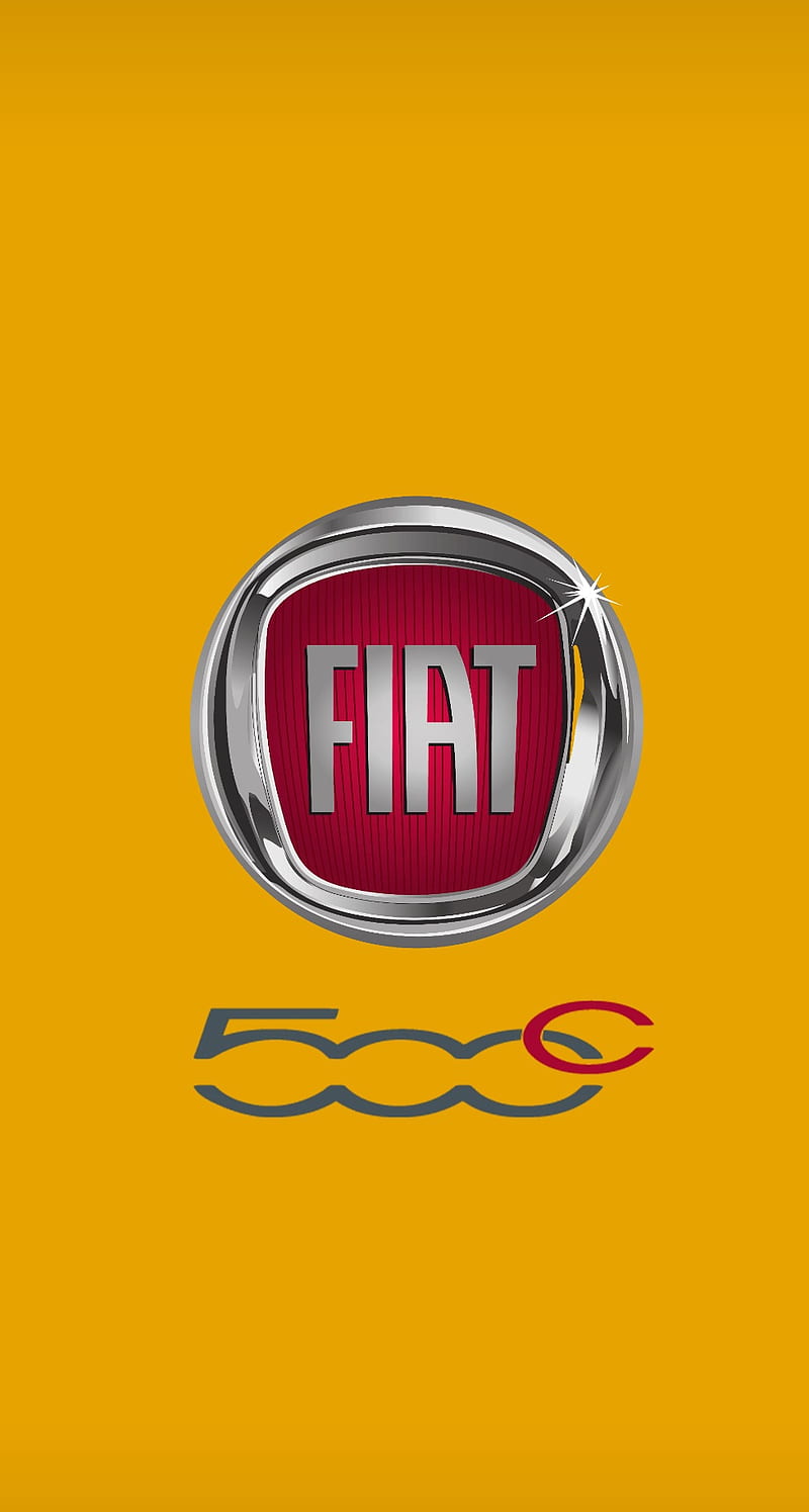 Fiat 500c, 500, logo, yellow, HD phone wallpaper