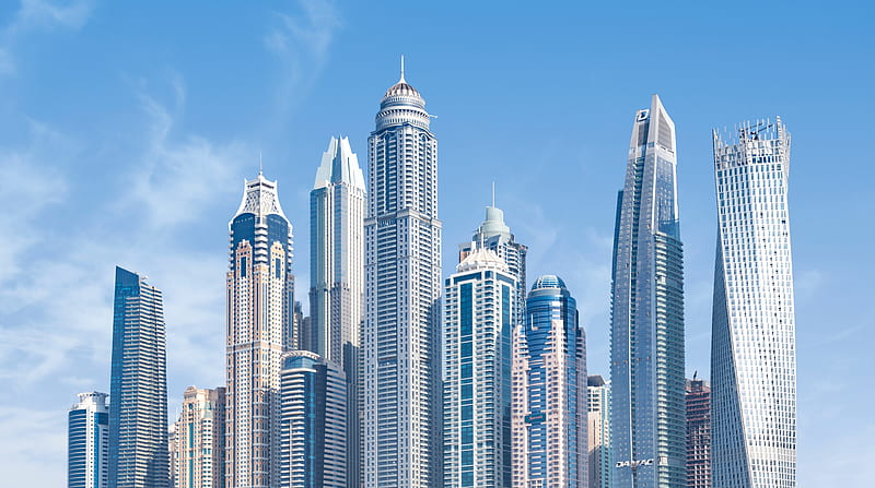 Dubai Beautiful City Ultra, Architecture, City, Modern, desenho, Tower, Buildings, Glass, Skyscrapers, Steel, Tall, contemporary, HD wallpaper