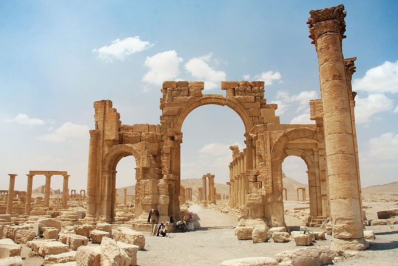 Palmyra - Syrian Arab Republic, architecture, desert, Syrian Arab Republic, ancient, Ruins, Syria, Palmyra, HD wallpaper