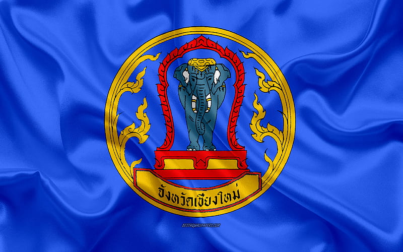 Flag of Chiang Mai Province silk flag, province of Thailand, silk texture, Chiang Mai flag, Thailand, Chiang Mai Province, HD wallpaper