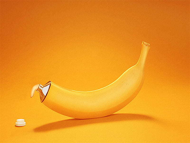 Banana Toothpaste, 3d and cg, yellow, abstract, banana, toothpaste, HD wallpaper
