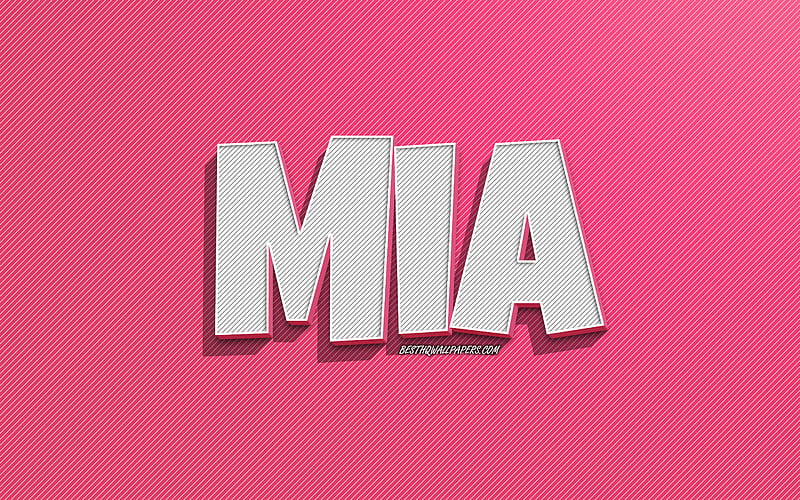 2K free download | Mia, pink lines background, with names, Mia name