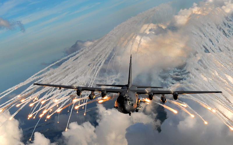 Lockheed C-130 Hercules, outbreaks, military transport aircraft, NATO, American Air Force, C-130 Hercules, Lockheed, HD wallpaper