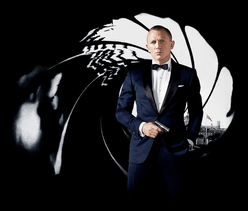 Daniel Craig, movie, costume, black, clock, james bond, man, bow, blue  eyes, HD wallpaper | Peakpx