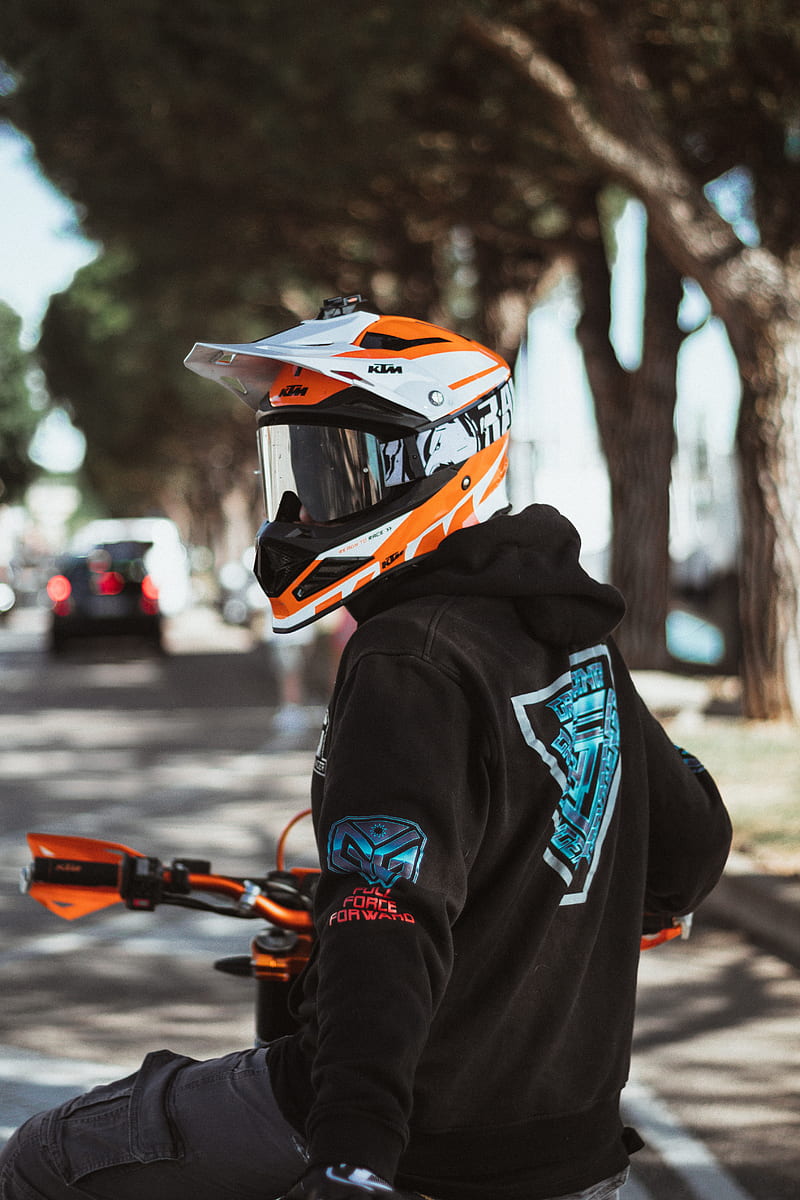 motorcyclist, helmet, motorcycle, equipment, hoodie, HD phone wallpaper