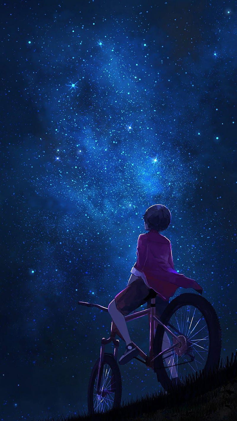 Universe, alone, boy, milky way, night, sky, stars, ultra, HD phone wallpaper