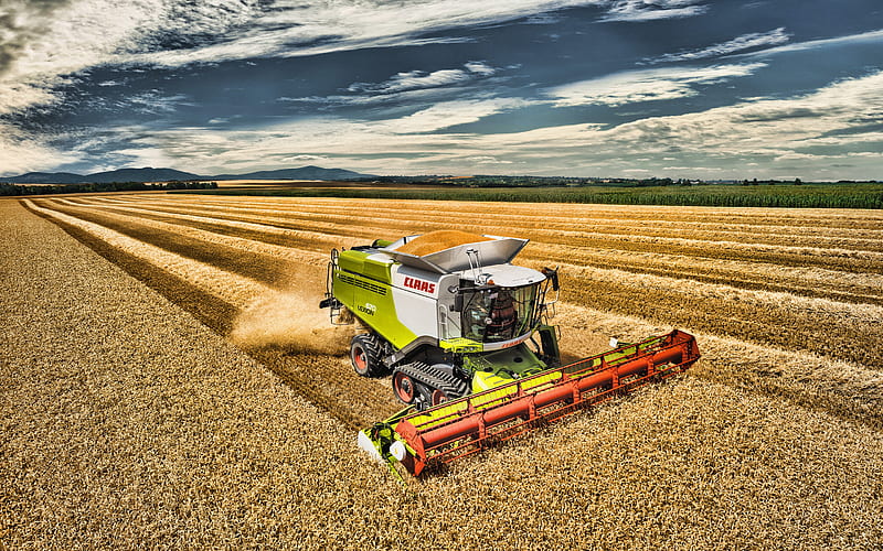 CLAAS Lexion 670, grain harvesting, R, 2019 combines​, agricultural machinery, wheat harvest, combine harvester, Combine​ in the field, agriculture, CLAAS, HD wallpaper