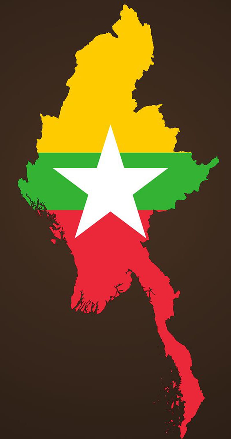 Myanmar , flag, map, myanmar, myanmar flg, star, HD phone wallpaper