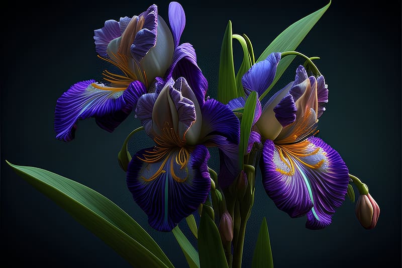 Iris flowers, Fresh, Botany, Spring, Purple, HD wallpaper