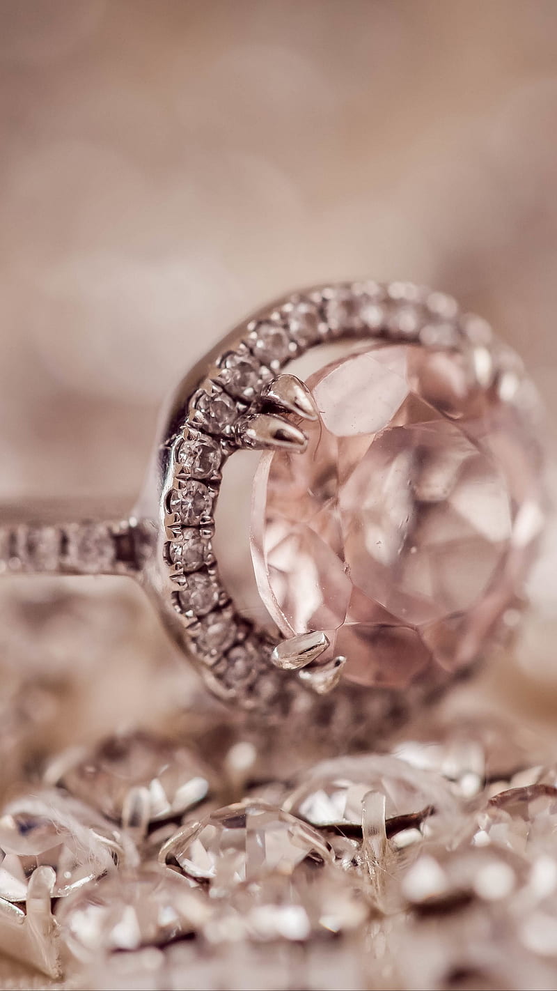 Diamond, diamonds, gold, jewels, luxurious, luxury, pink, ring, rings, rose, vintage, HD phone wallpaper