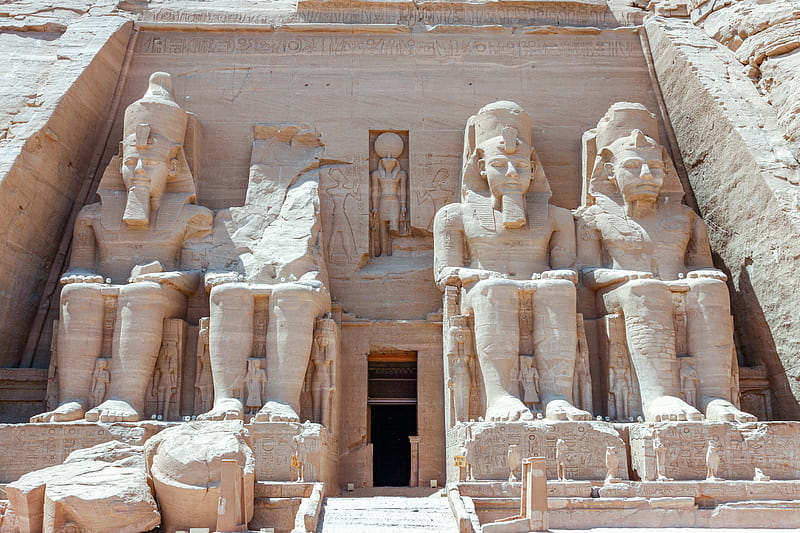 ancient pharaoh sitting monument, HD wallpaper