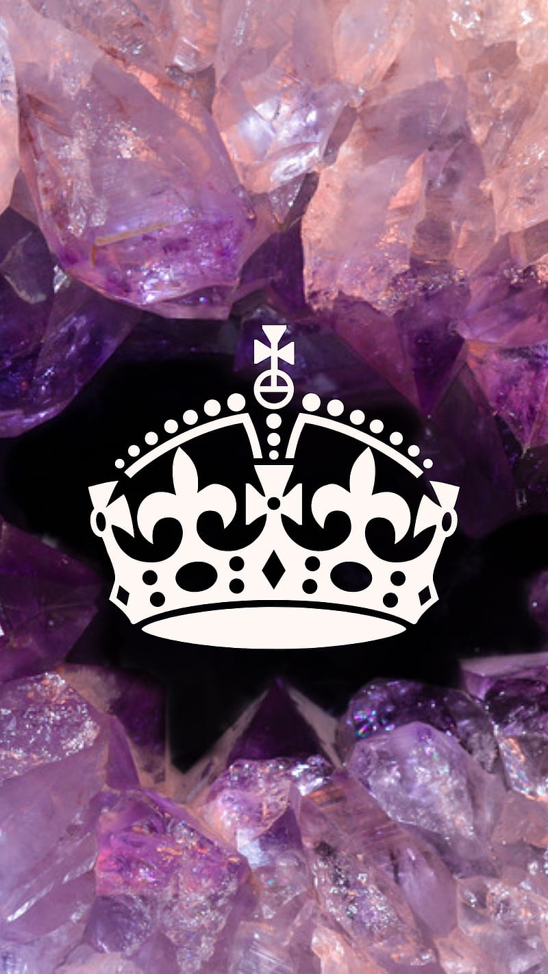Amethyst Crown, crown, crystal, gems, happy, love, newage, pretty, pure, royal, sparkle, HD phone wallpaper
