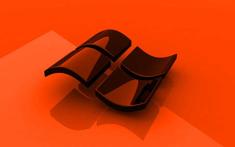 Windows orange logo, 3D art, OS, orange background, Windows 3D logo, Windows,  HD wallpaper | Peakpx