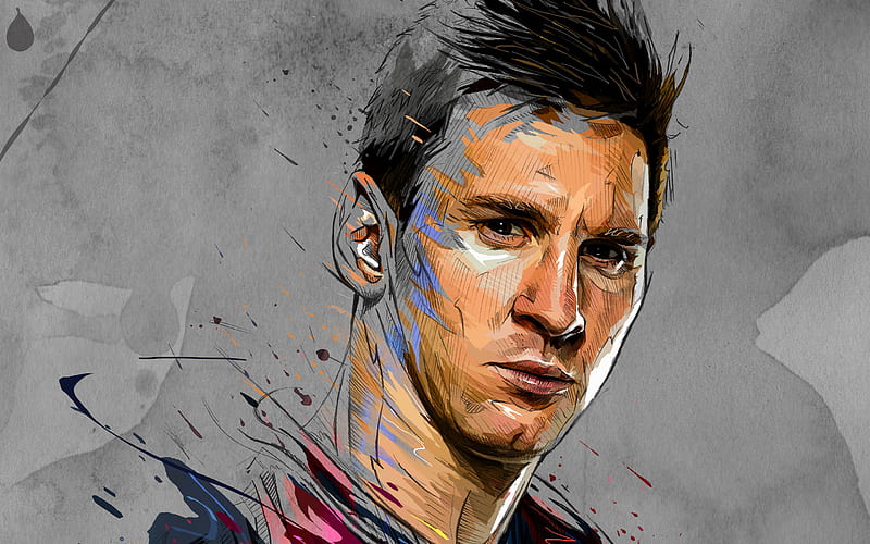Messi, art, football stars, Lionel Messi, FC Barcelona, footballers, FCB, soccer, Leo Messi, HD wallpaper