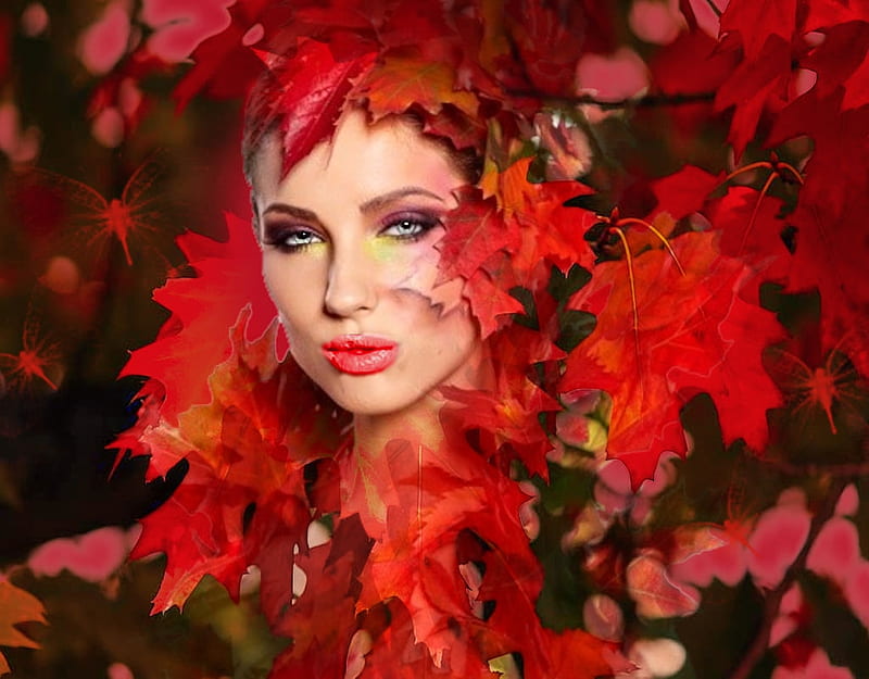 Leaf Color To Gals Red Forest, all things red, color on black, women are special, facing beauty, album, grandma gingerbread, etheral women, leaf color to gals, flower crown wreath, Clip Dealer, female trendsetters, HD wallpaper