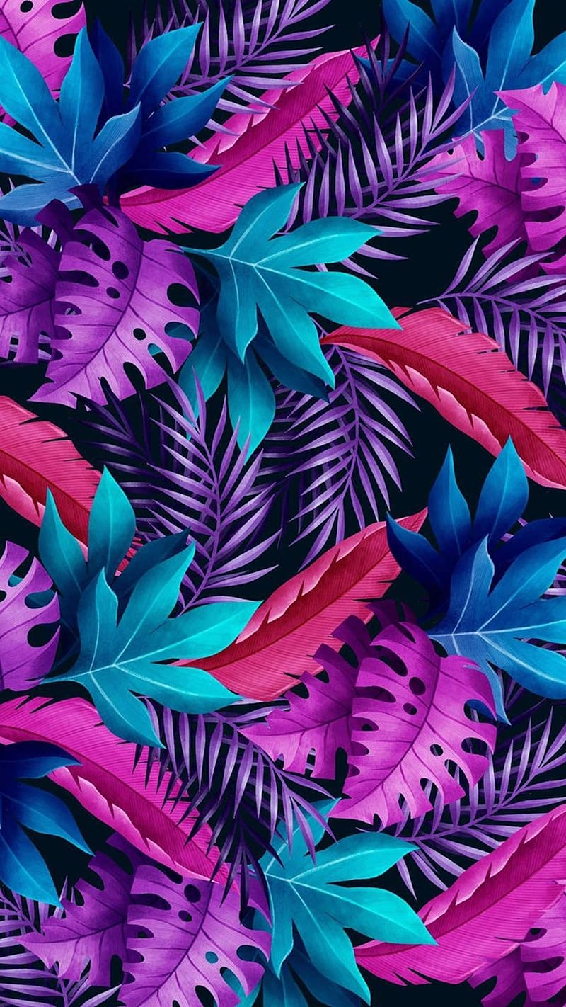 Samsung Galaxy S22 Ultra, Purple And Blue Leaves, HD phone wallpaper