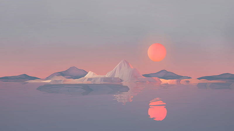 Iceberg Minimalist , low-poly, iceberg, minimalism, minimalist, artist, artwork, digital-art, HD wallpaper