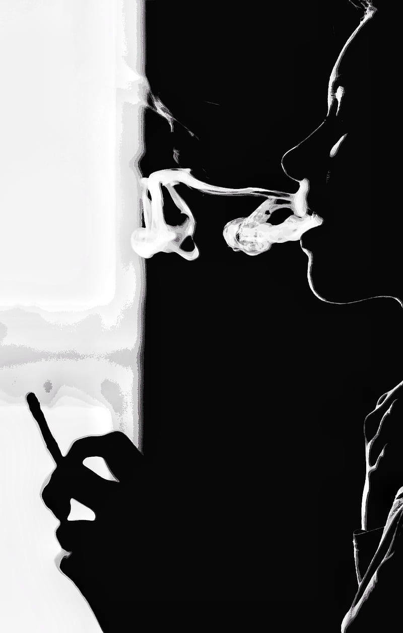 Black smoke, blackandwhite, cigarette, smoker, womensmoking, HD phone wallpaper