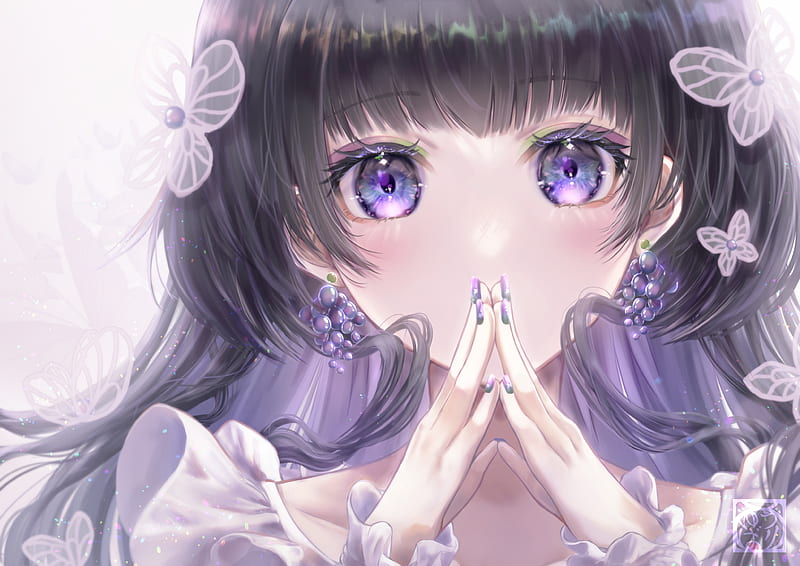 Anime, Girl, Face, Purple Eyes, HD wallpaper | Peakpx