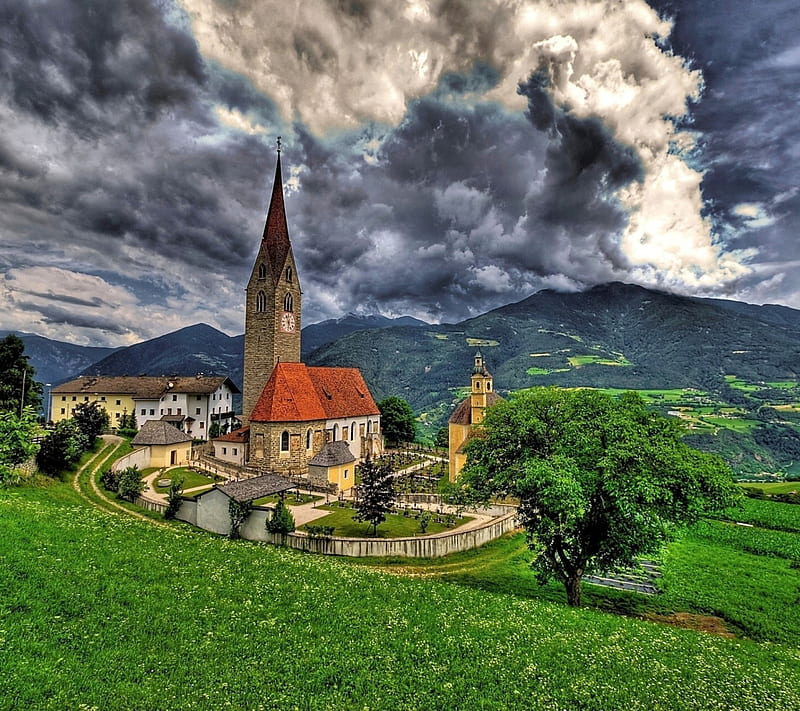 Italian Town, church, europe, italy, landscape, sky, stunning, travel, HD wallpaper
