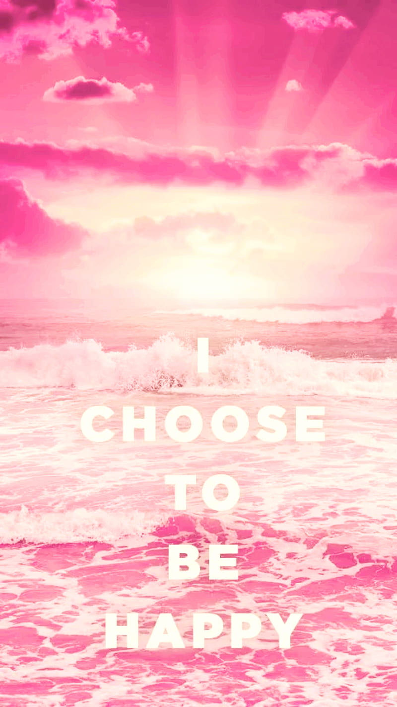 Choose happy, pink, inspirational, quotes, HD phone wallpaper
