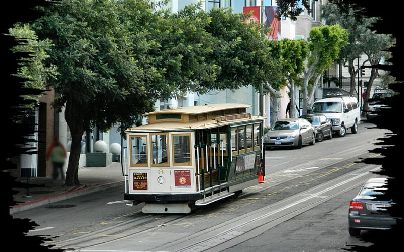 Hyde Street Cable Car 1, graphy, California, cable car, cityscape, wide screen, San Francisco, scenery, HD wallpaper