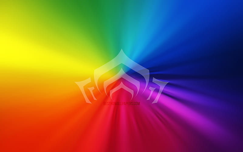 Warframe logo vortex, rainbow backgrounds, creative, artwork, games brands, Warframe, HD wallpaper
