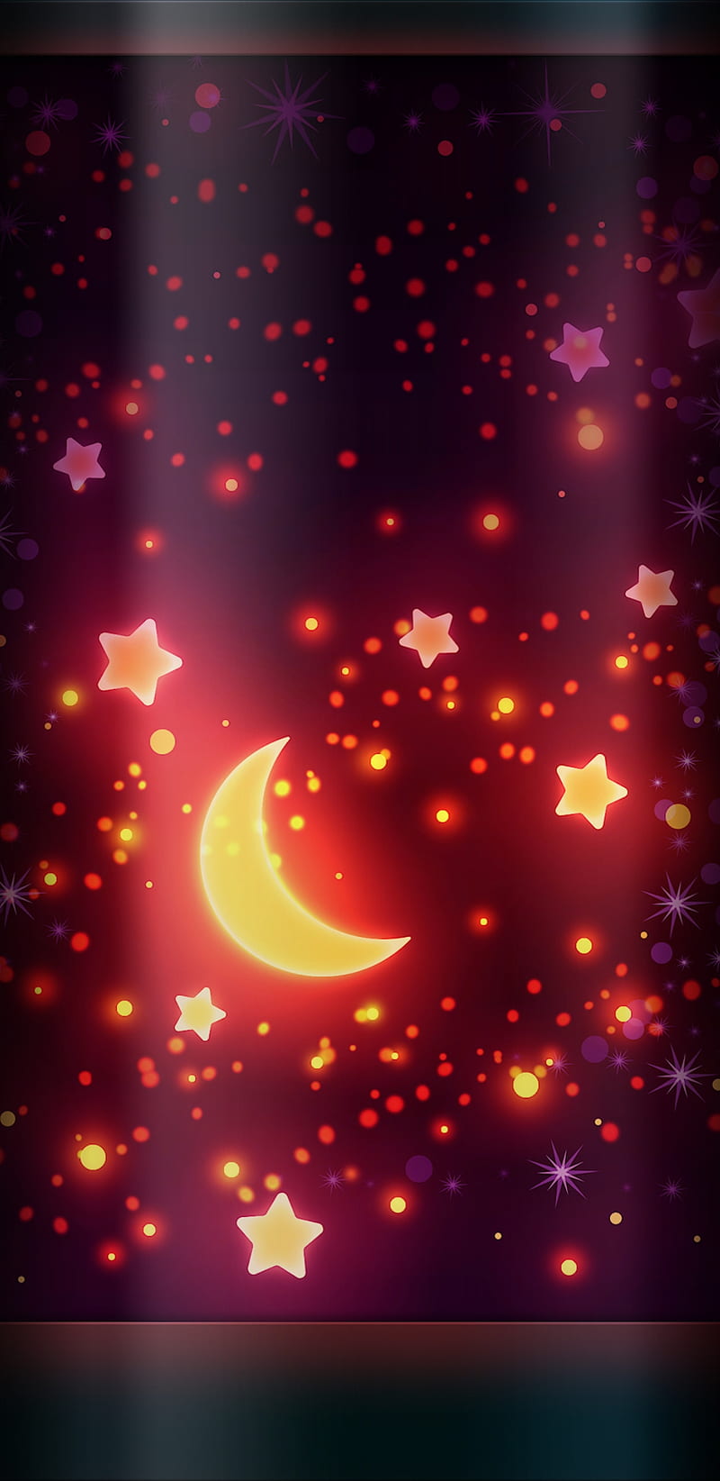 Radiant Night, moon, red, stars, HD phone wallpaper
