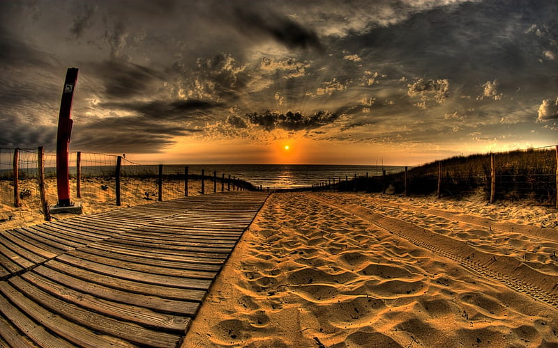 Sand Road, sand, nice, road, clouds, HD wallpaper