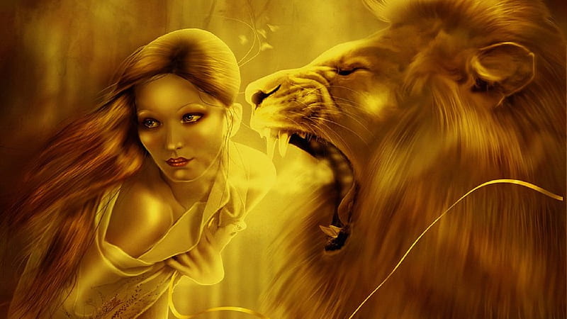Can You Hear Me Now, fantasy, abstract, woman, lion, animals, other, HD  wallpaper | Peakpx