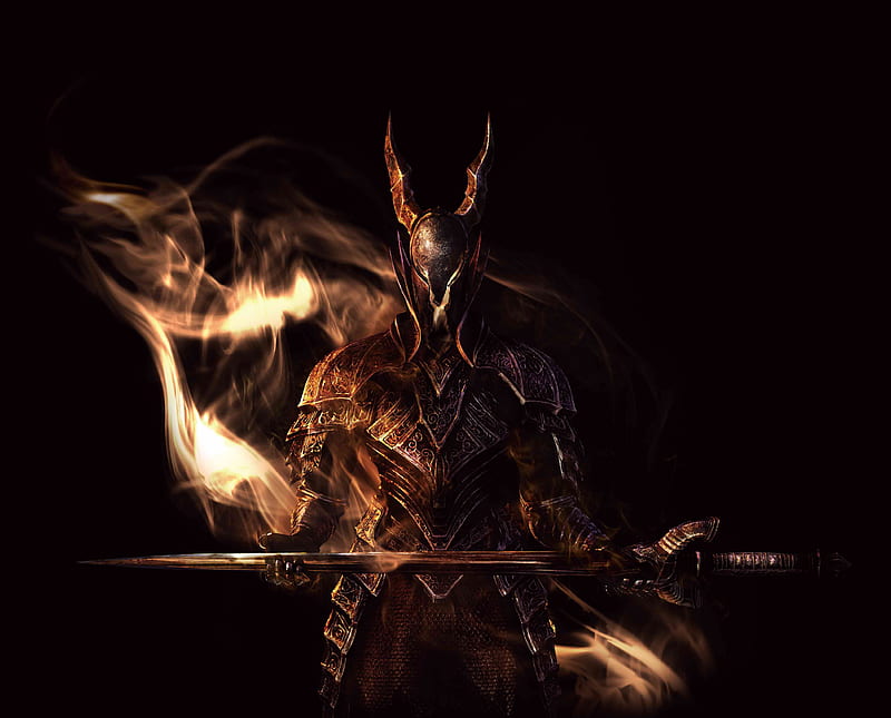 Black Knight (Dark souls), armor, demon, dark souls, sword, HD wallpaper